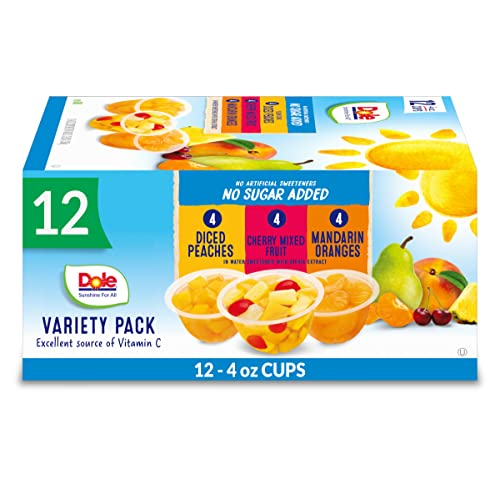 Dole Fruit Bowls No Sugar Added Variety Pack, Peaches, Mandarin ...