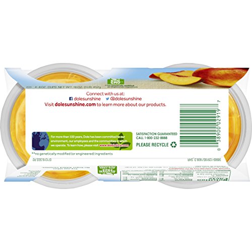 Dole Fruit Bowls No Sugar Added Yellow Cling Diced Peaches, 4 Cu