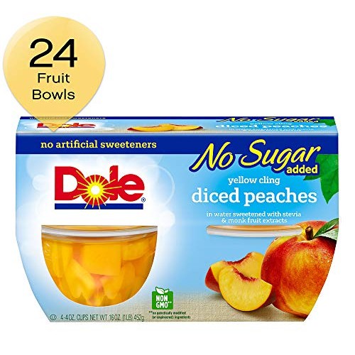 Dole Fruit Bowls No Sugar Added Yellow Cling Diced Peaches, 4 Cu