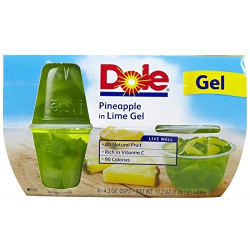 Dole Fruit Bowls, Pineapple In Lime Gel, 4.3 Oz, 4 Ct