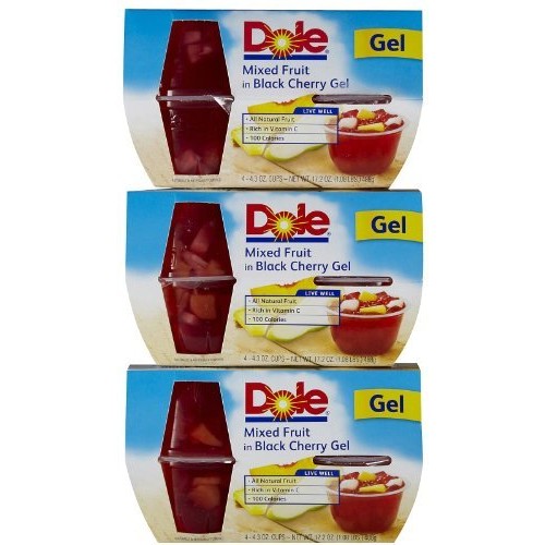 Dole Gel Bowls Mixed Fruit In Black Cherry Gel, 4 Oz, 3 Pk By Dole