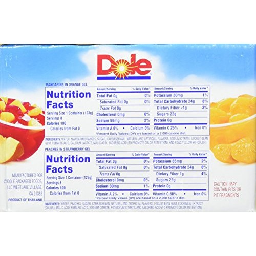 Dole Gel Fruit Bowl Mixed In Peaches And Mandarins, 68.8 Ounce