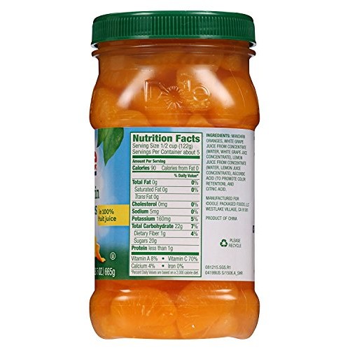 Dole Jarred Mandarin Oranges In 100% Fruit Juice, 23.5 Ounce Jar