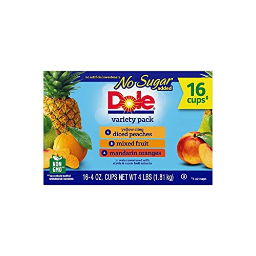 Dole No Sugar Added Mixed Fruit Variety Pack, 4 Ounce 16 Pack