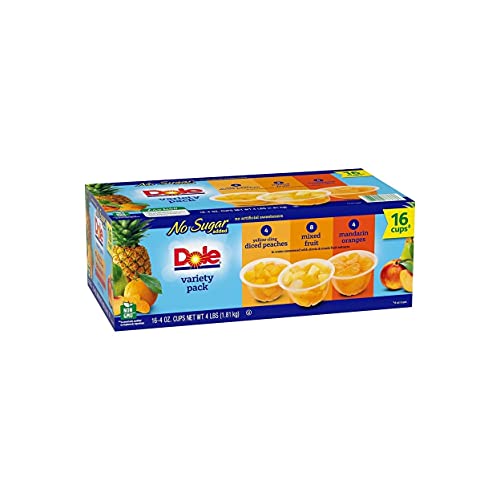 Dole No Sugar Added Mixed Fruit Variety Pack, 4 Ounce 16 Pack