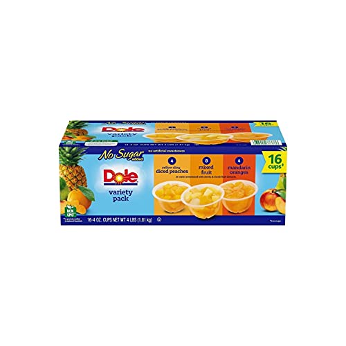 Dole No Sugar Added Mixed Fruit Variety Pack, 4 Ounce 16 Pack
