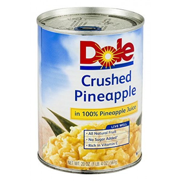 Dole, Pineapple, Crushed In 100% Pineapple Juice, No Sugar Addae