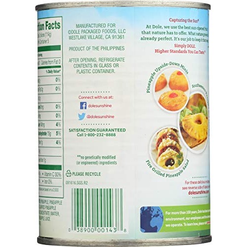 Dole, Pineapple Sliced, 20 Ounce