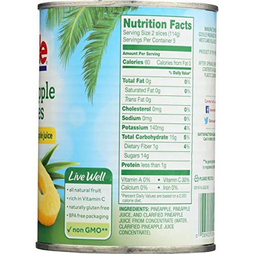 Dole, Pineapple Sliced, 20 Ounce