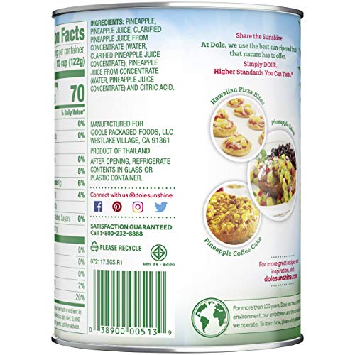 Dole, Pineapple Tidbits In Juice, 20 Oz