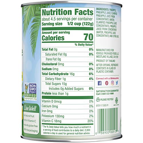 Dole, Pineapple Tidbits In Juice, 20 Oz