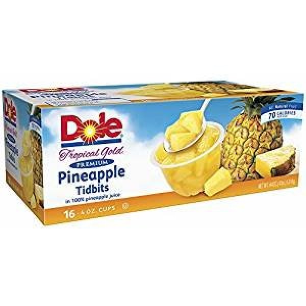 Dole Tropical Gold Premium Pineapple Tidbits, 16 Pk./4 Oz.