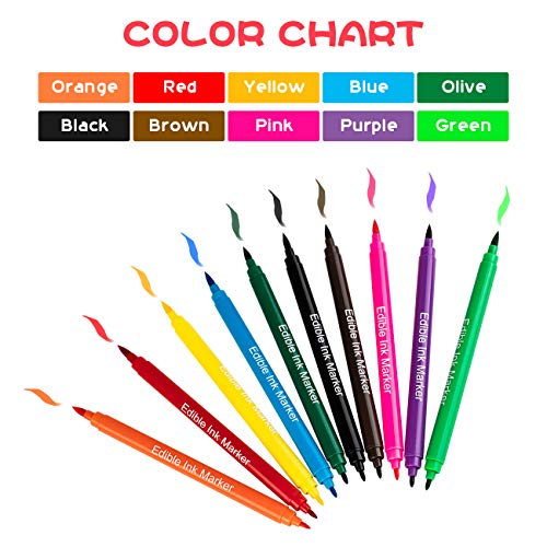 Edible Markers For Cookies Food Coloring Pens 10Pcs, Fine And Th