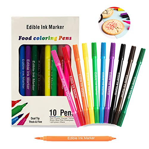 Edible Markers for Cookies Food Coloring Pens 10Pcs, Fine
