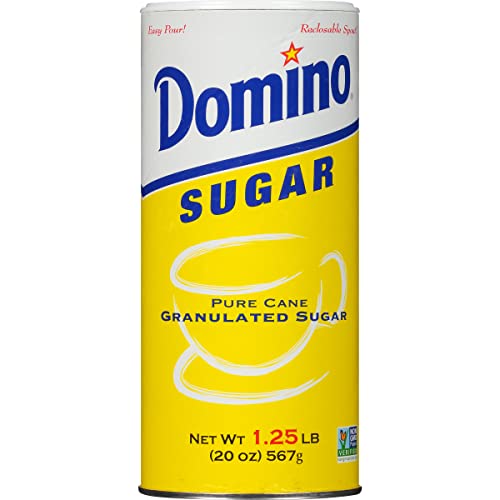 Domino White Granulated Pure Cane Sugar, 20 Oz Canister Pack of 3