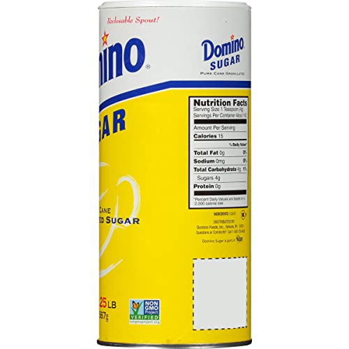 Domino White Granulated Pure Cane Sugar, 20 Oz Canister Pack of 3