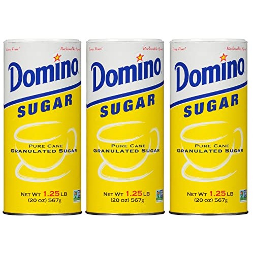 Domino White Granulated Pure Cane Sugar, 20 Oz Canister Pack of 3