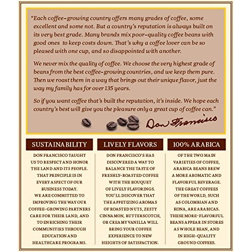 Don Franciscos Hawaiian Hazelnut Flavored Ground Coffee, 100% A