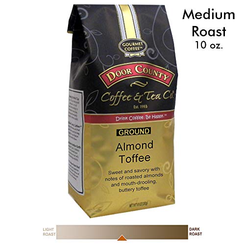 Door County Coffee, Almond Toffee Flavored Coffee, Medium Roast,