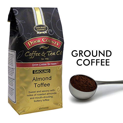 Door County Coffee, Almond Toffee Flavored Coffee, Medium Roast,