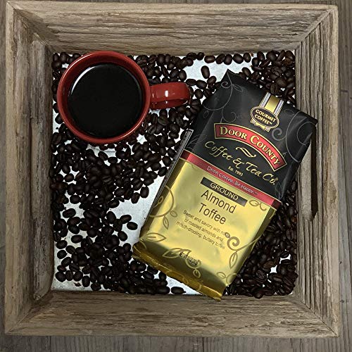 Door County Coffee, Almond Toffee Flavored Coffee, Medium Roast,