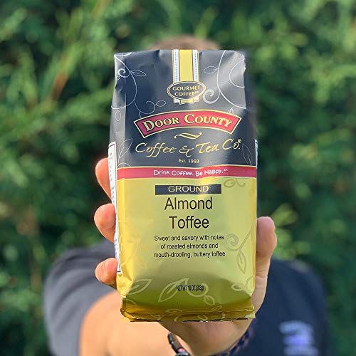 Door County Coffee, Almond Toffee Flavored Coffee, Medium Roast,