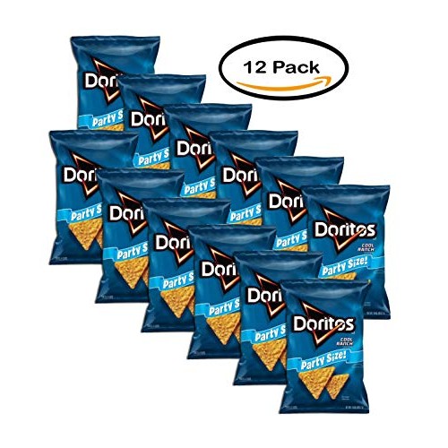 Pack Of 12 - Doritos Cool Ranch Tortilla Chips, Party Size, 15.5
