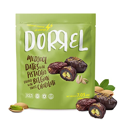 Dorrel Belgian Dark Chocolate Covered Medjool Dates Stuffed with...