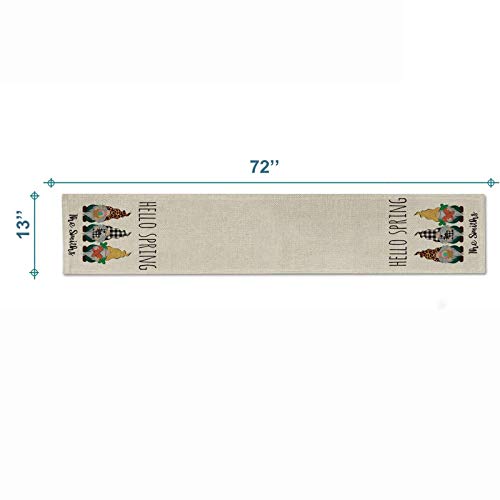 Dosoop Double-Sided Easter Gnome Table Runner, Happy Easter Cute