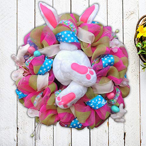 Dosoop Easter Bunny Wreath Front Door Decorations,Happy Easter B