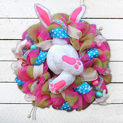 Dosoop Easter Bunny Wreath Front Door Decorations,Happy Easter B
