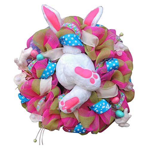 Dosoop Easter Bunny Wreath Front Door Decorations,Happy Easter B