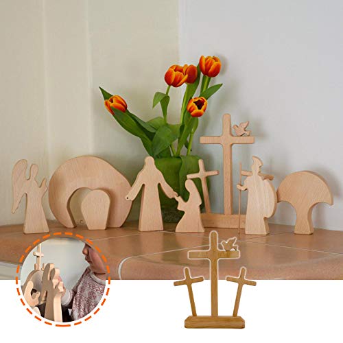 Dosoop Easter Decorations Figurines Resurrection Scene Wooden De