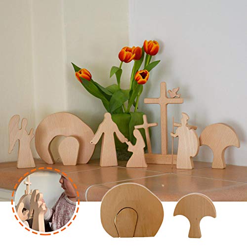 Dosoop Easter Decorations Figurines Resurrection Scene Wooden De