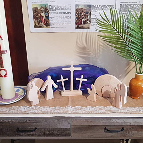 Dosoop Easter Decorations Figurines Resurrection Scene Wooden De
