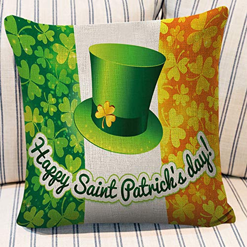 Dosoop Happy St Patricks Day Saying Shamrock Throw Pillow Cover