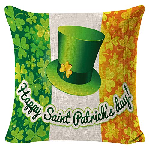 Dosoop Happy St Patricks Day Saying Shamrock Throw Pillow Cover