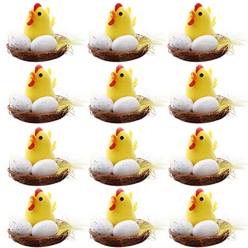 Dosoop Pack Of 12Pcs Easter Chenille Chicks Easter Bonnet Easter