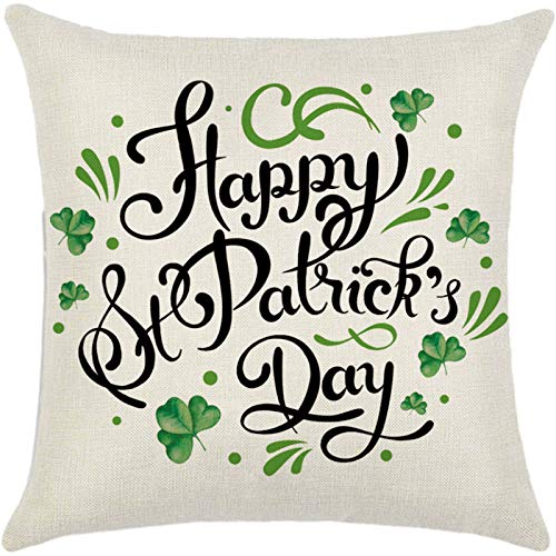 Dosoop Patricks Day Pillowcase, 18X18 Linen Pillow Cover Party