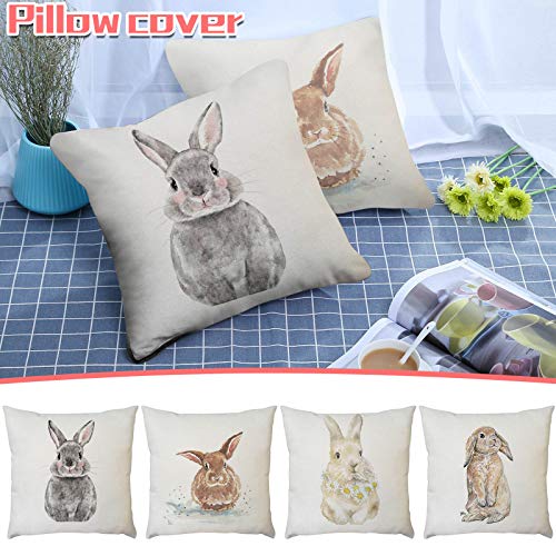 Dosoop Set Of 4 Easter Bunny Pillow Cover Happy Easter Day Rabbi