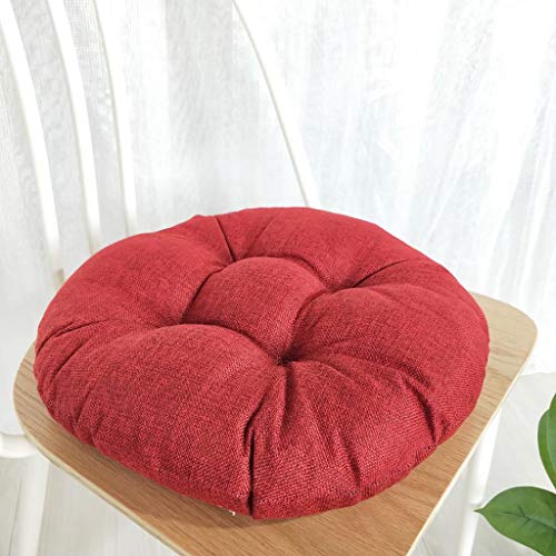 Dosoop Solid Color Round Cotton Floor Cushion, Cotton Linen Brea