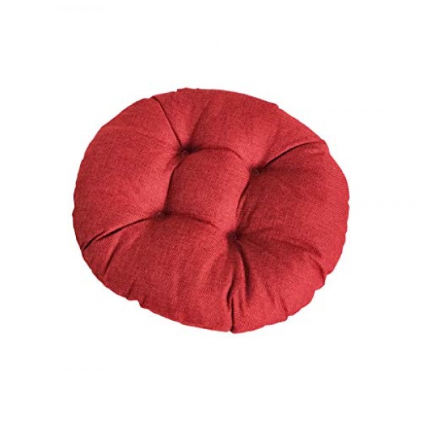 Dosoop Solid Color Round Cotton Floor Cushion, Cotton Linen Brea