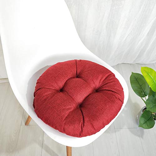 Dosoop Solid Color Round Cotton Floor Cushion, Cotton Linen Brea