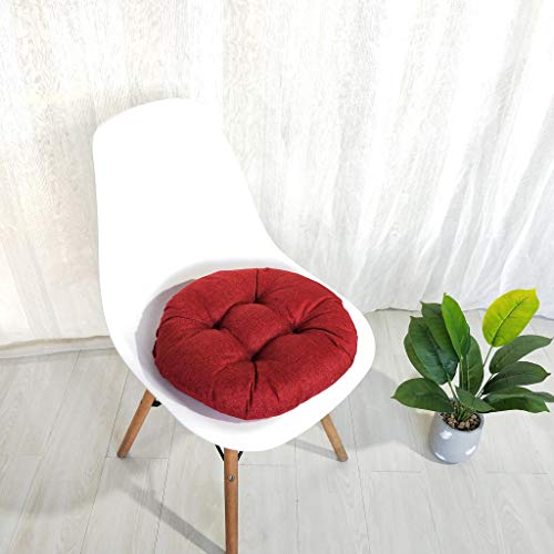 Dosoop Solid Color Round Cotton Floor Cushion, Cotton Linen Brea