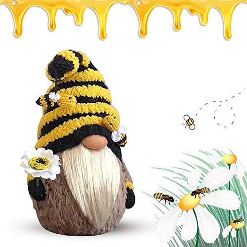 Dosoop Spring Bumble Bee Gnome Knitted Yellow Black Plush Scandi