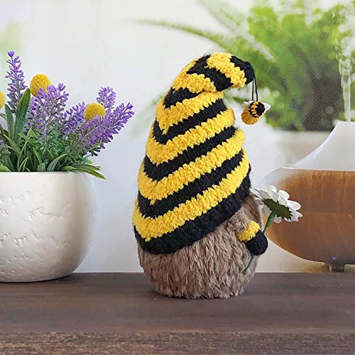 Dosoop Spring Bumble Bee Gnome Knitted Yellow Black Plush Scandi