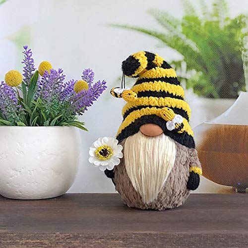 Dosoop Spring Bumble Bee Gnome Knitted Yellow Black Plush Scandi