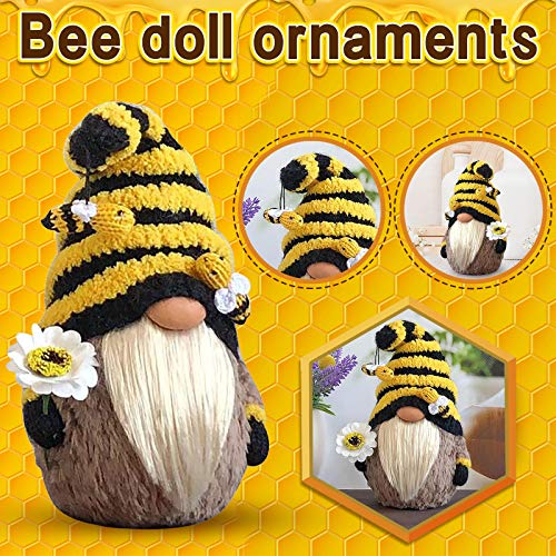 Dosoop Spring Bumble Bee Gnome Knitted Yellow Black Plush Scandi
