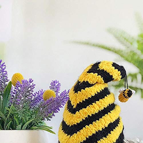 Dosoop Spring Bumble Bee Gnome Knitted Yellow Black Plush Scandi