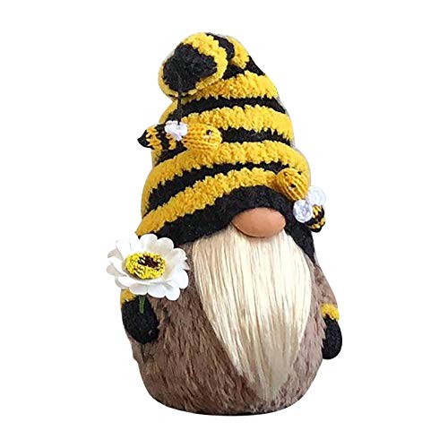 Dosoop Spring Bumble Bee Gnome Knitted Yellow Black Plush Scandi